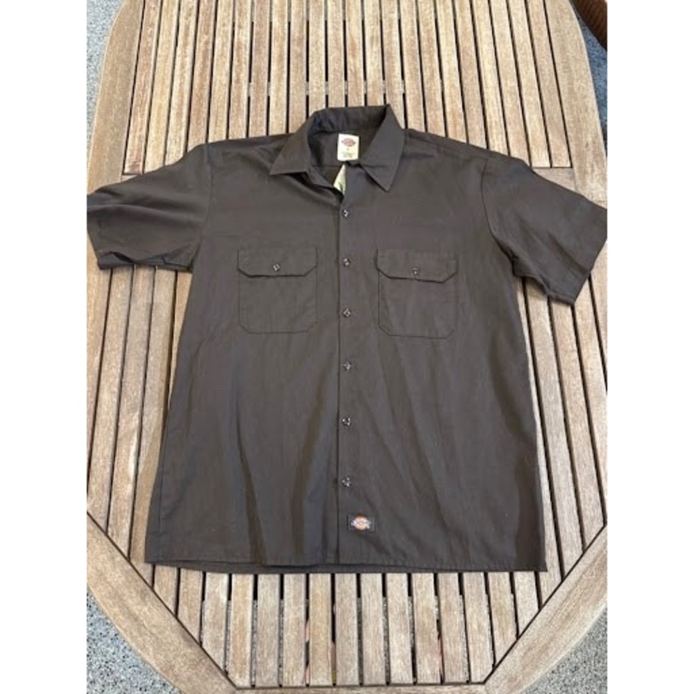 Vintage Dickies Work Shirt Men's Large Embroidered Corn Ride-Out Short Sleeve
